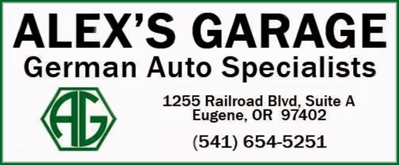 Logo for Alex's Garage in Eugene, Oregon